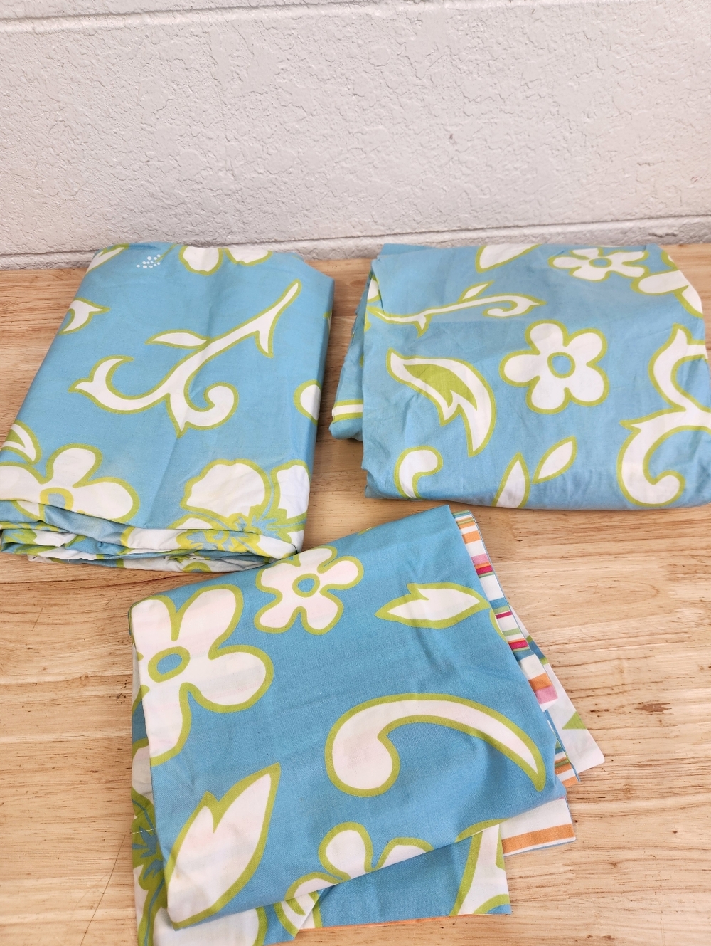 Pottery Barn Teen Wahine Blue Hibiscus Floral XL Twin Sheet Set 1 Sham Tropical